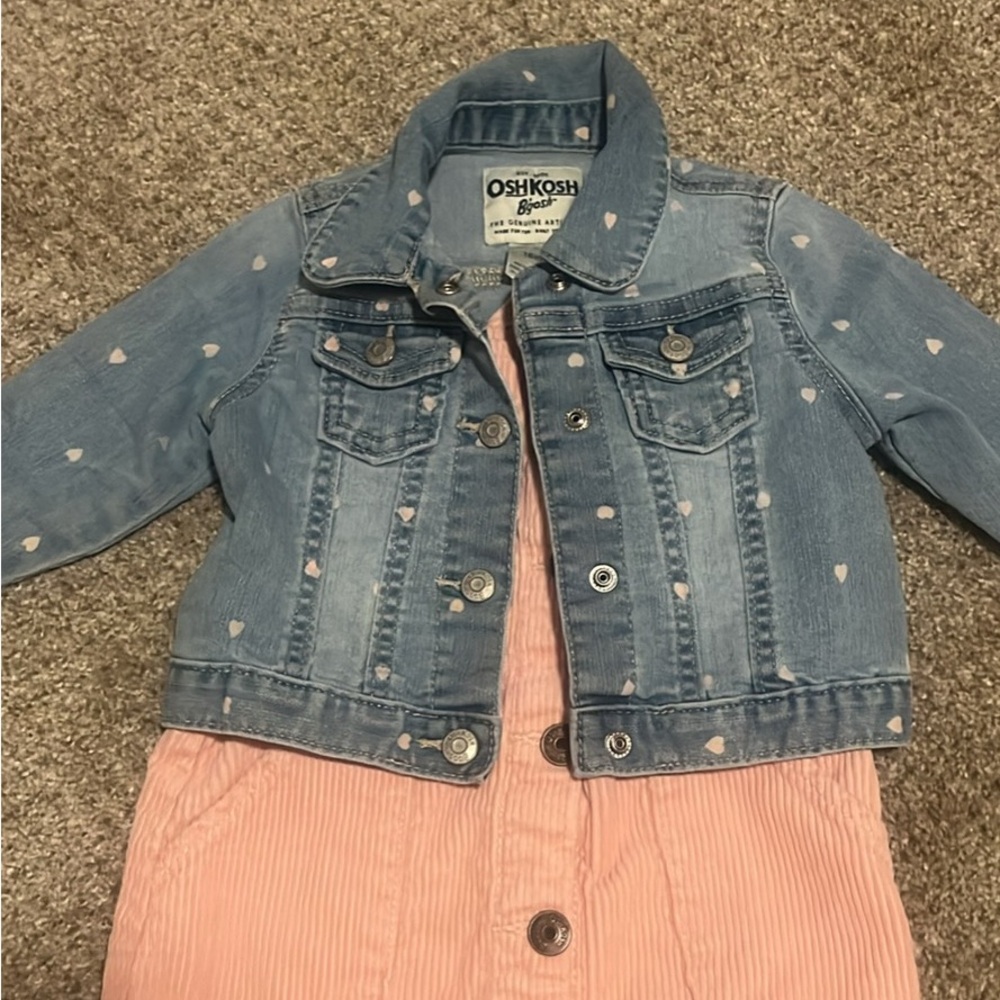OshKosh B'gosh Heart-Patterned Denim Jacket with Pink